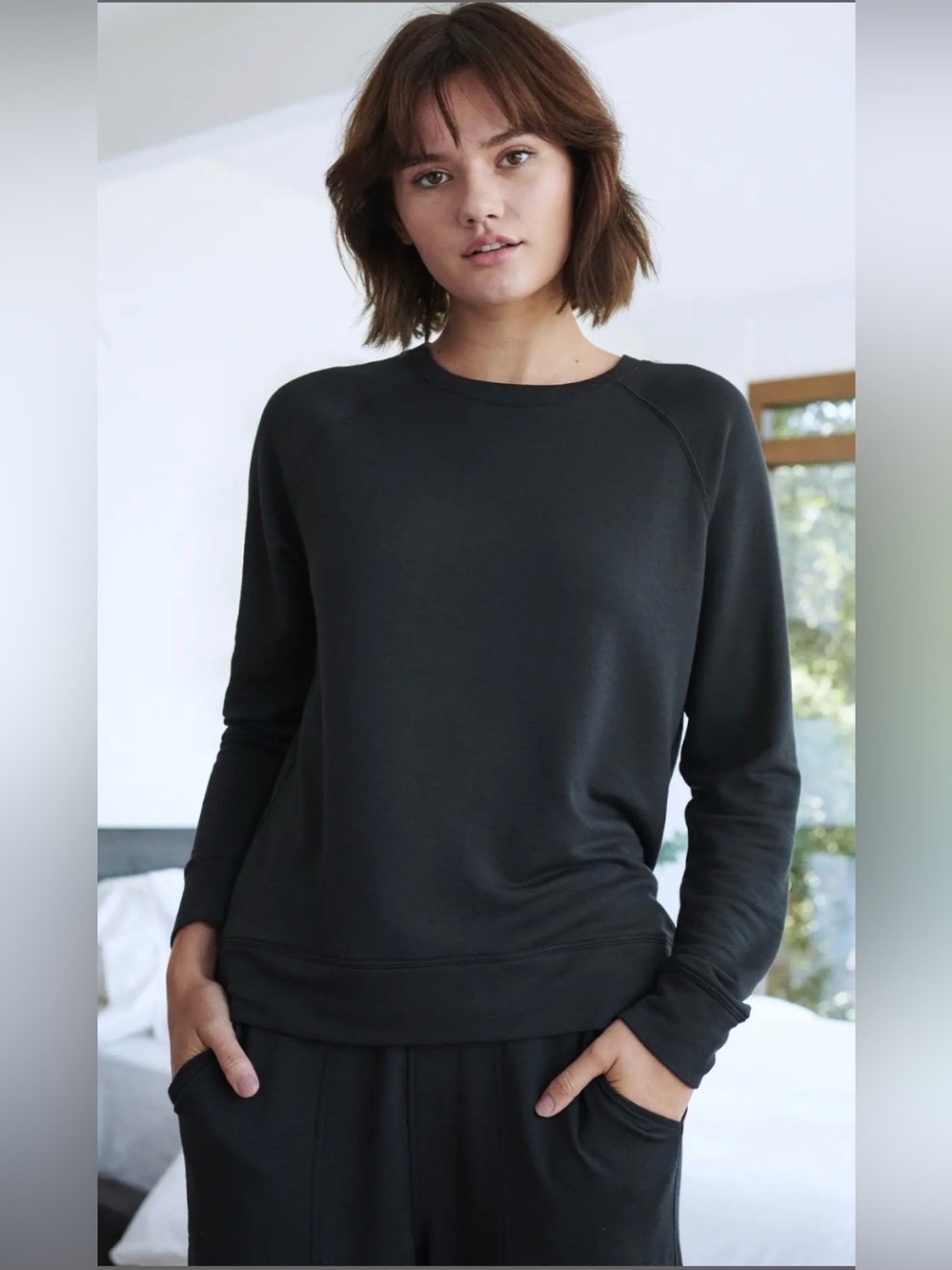 Quince SuperSoft Fleece Crew- Black